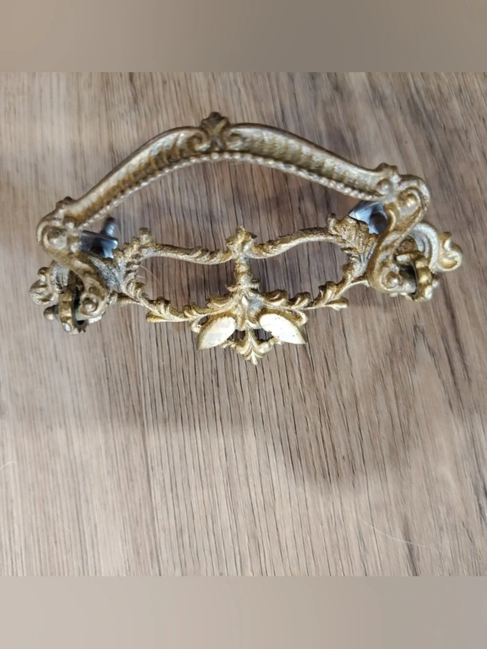 Antique Brass Ornate Drawer Pulls Bail Drop Handles Set Of 2 Victorian 3